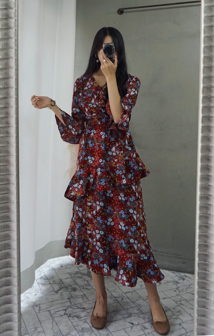 New Women Dress Autumn Statue Flower Cangkuan Unba