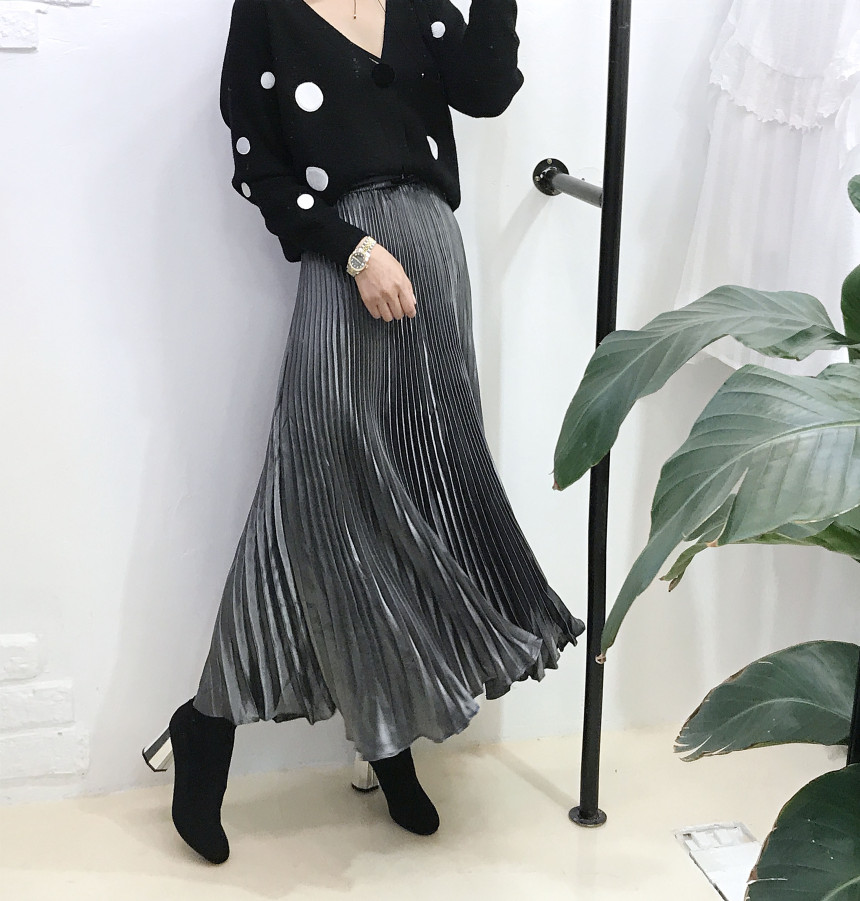 Special glam wrinkle Long skirt 6col pit This pret