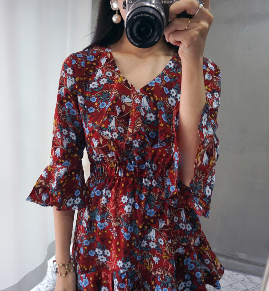 New Women Dress Autumn Statue Flower Cangkuan Unba