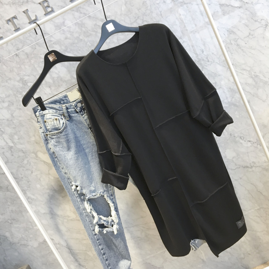 basic Uncontracted Round T-Shirt One Piece Plain R