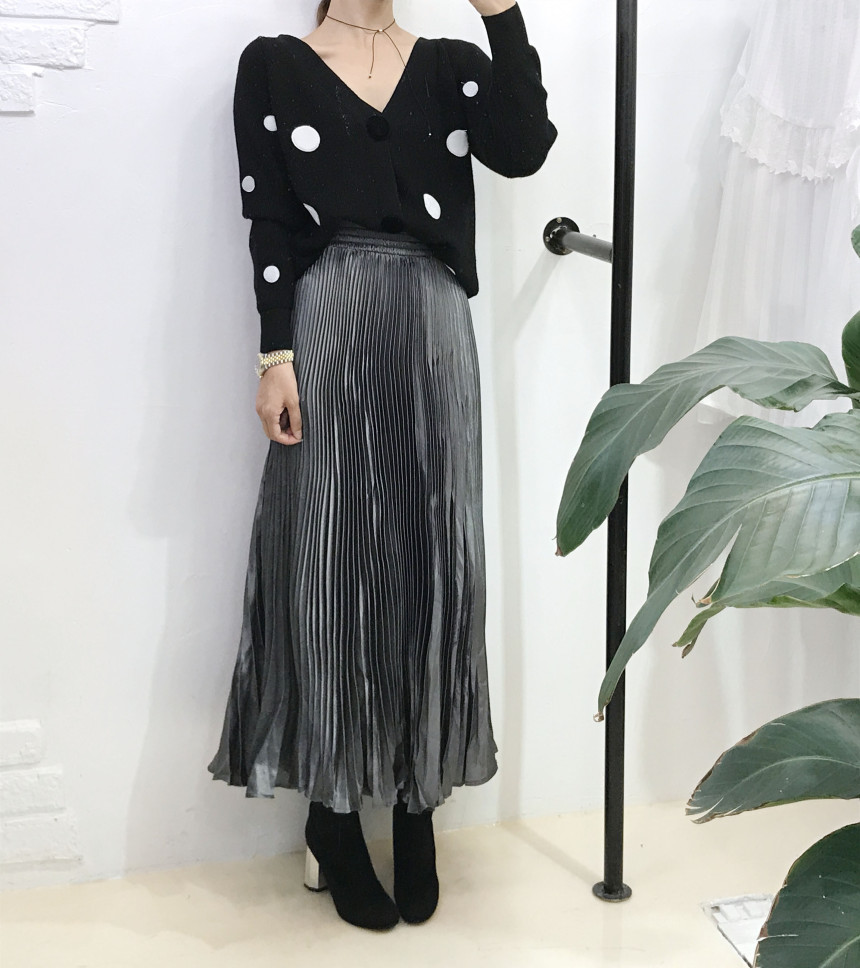 Special glam wrinkle Long skirt 6col pit This pret