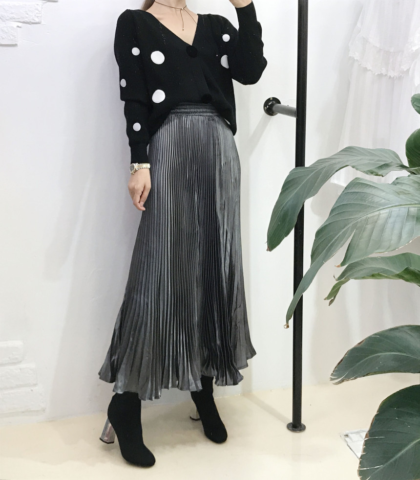 Special glam wrinkle Long skirt 6col pit This pret