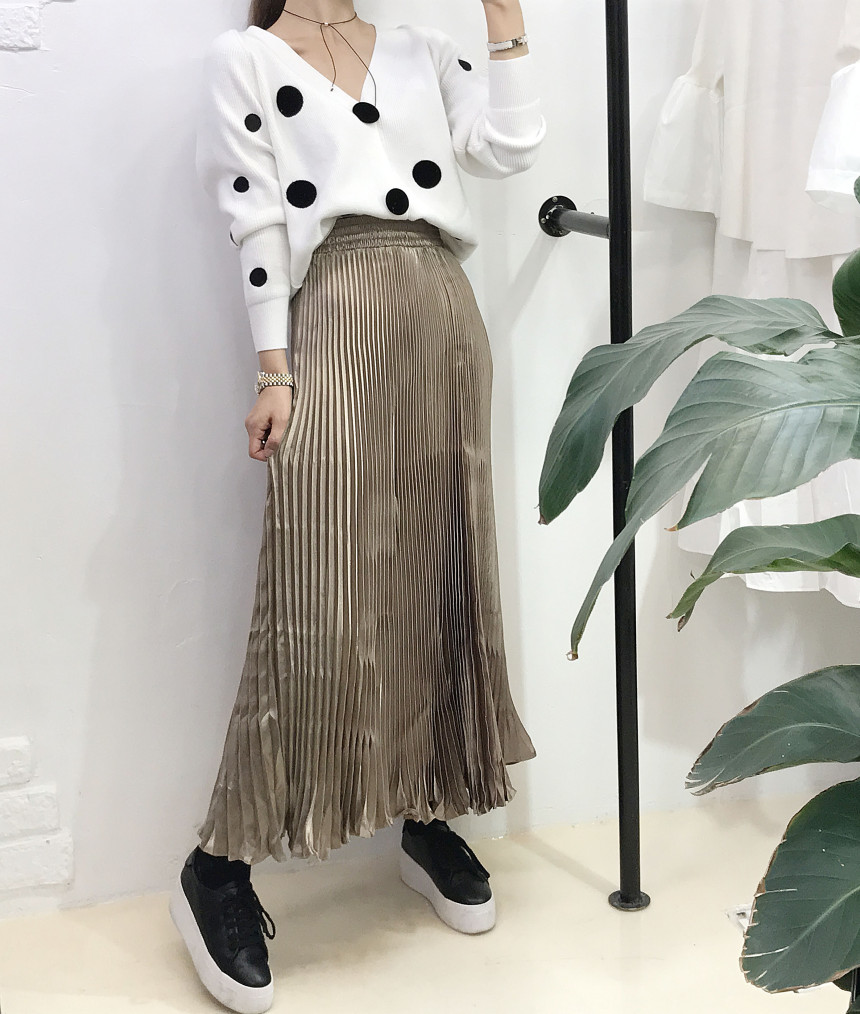 Special glam wrinkle Long skirt 6col pit This pret