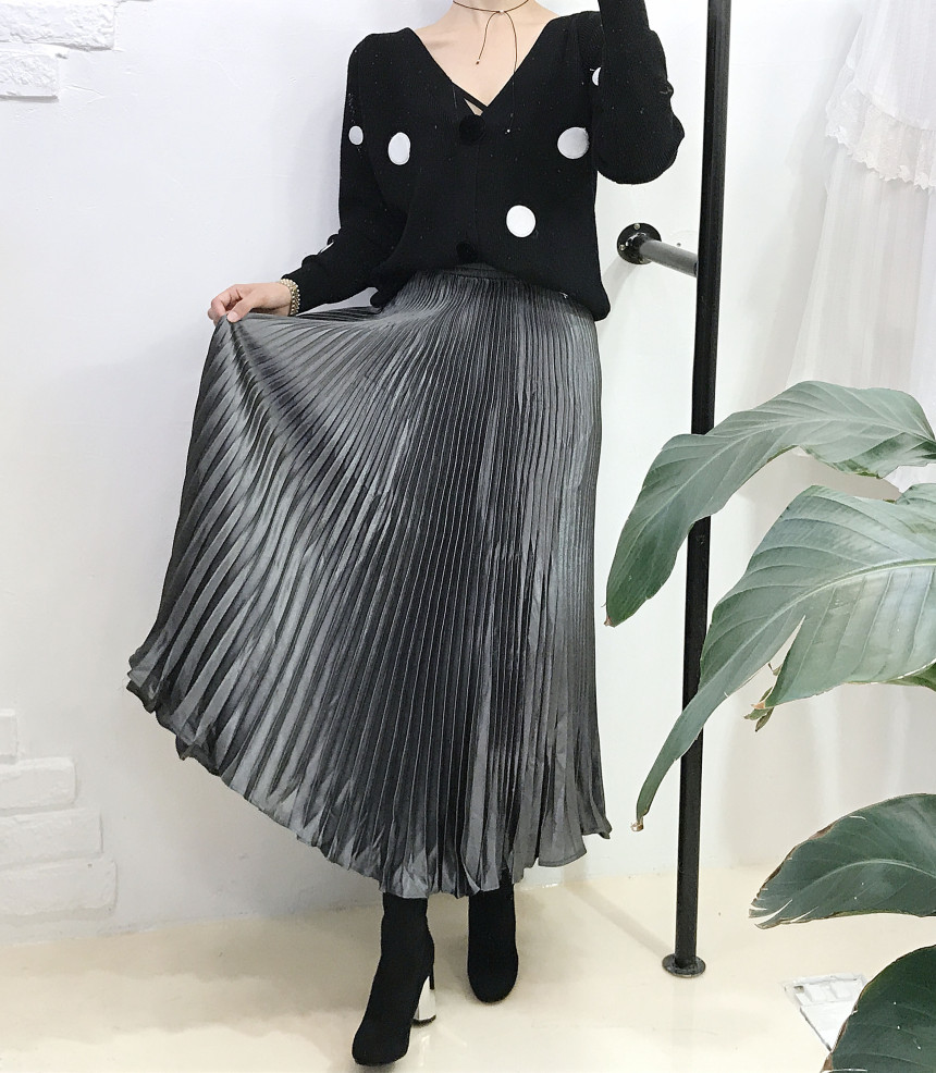 Special glam wrinkle Long skirt 6col pit This pret