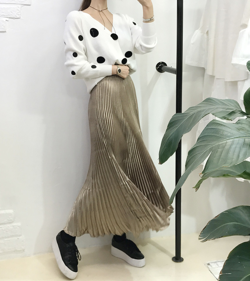 Special glam wrinkle Long skirt 6col pit This pret