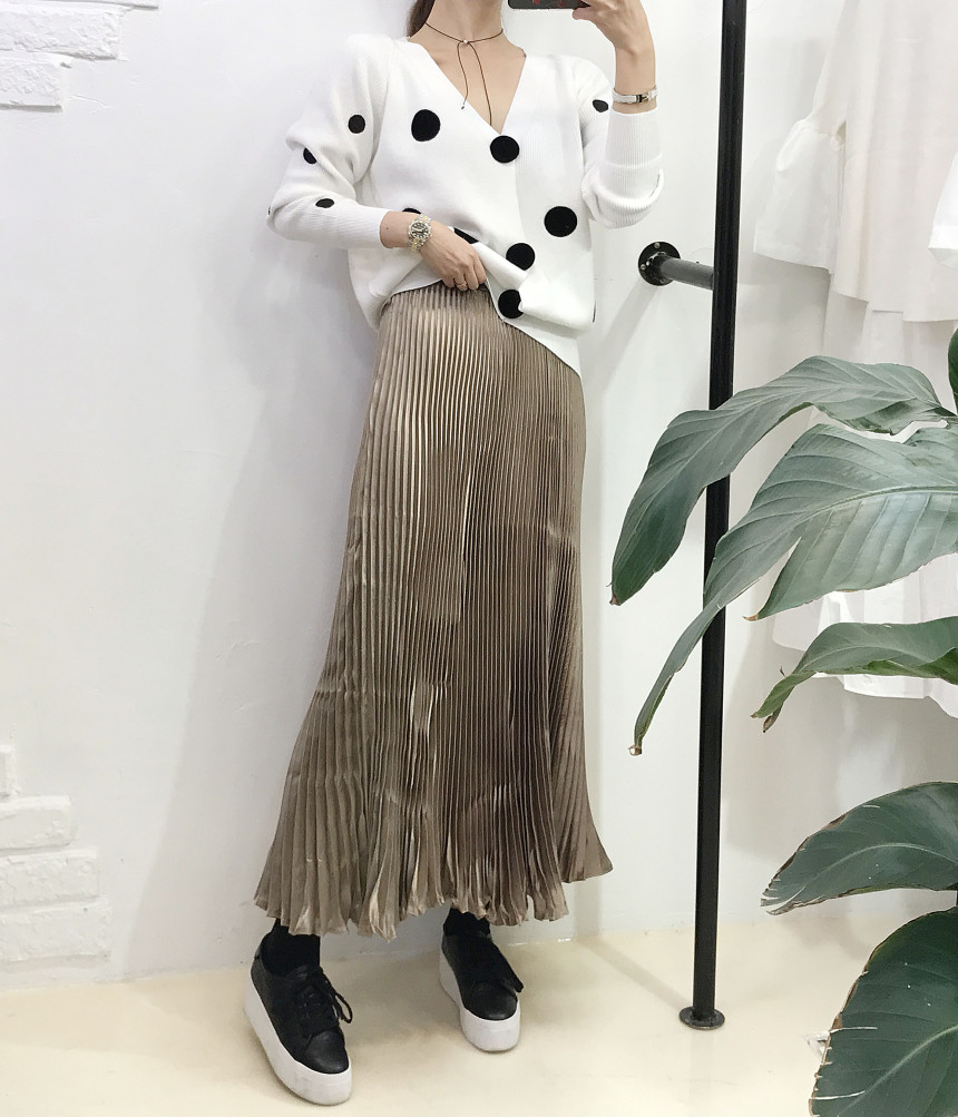 Special glam wrinkle Long skirt 6col pit This pret