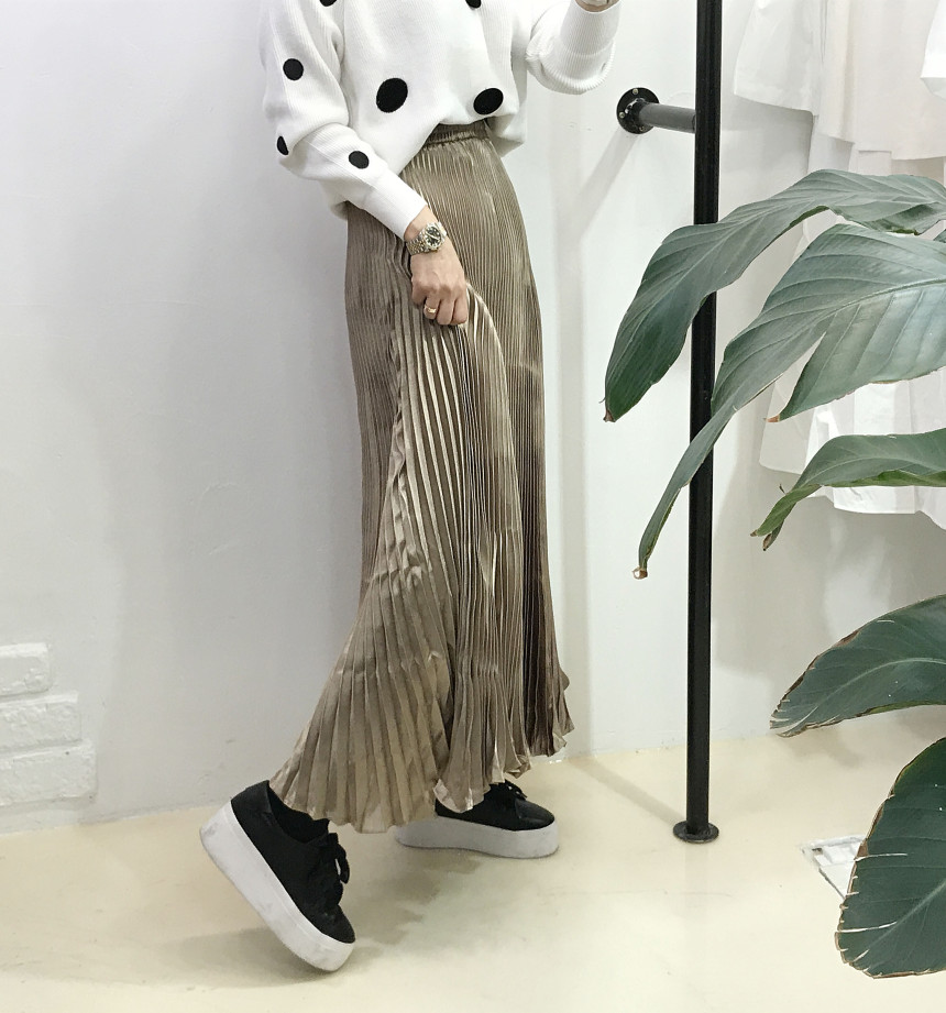 Special glam wrinkle Long skirt 6col pit This pret