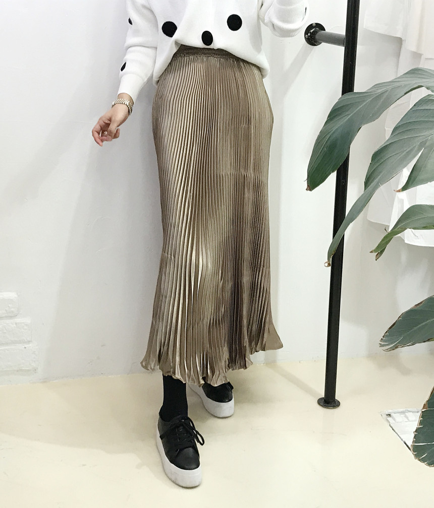 Special glam wrinkle Long skirt 6col pit This pret