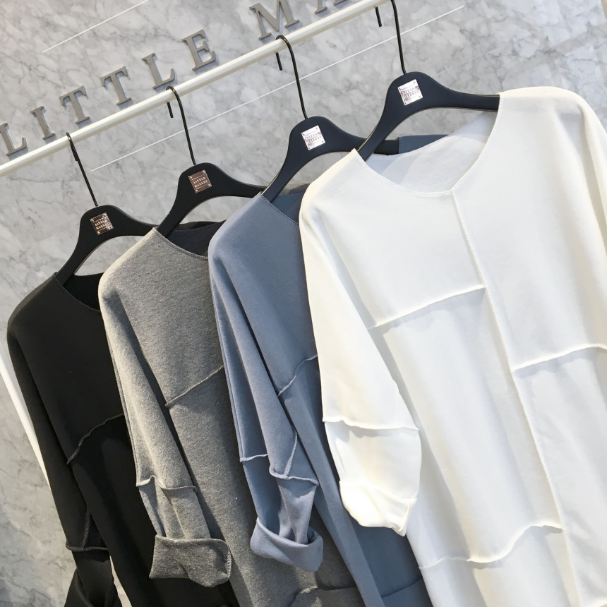 basic Uncontracted Round T-Shirt One Piece Plain R