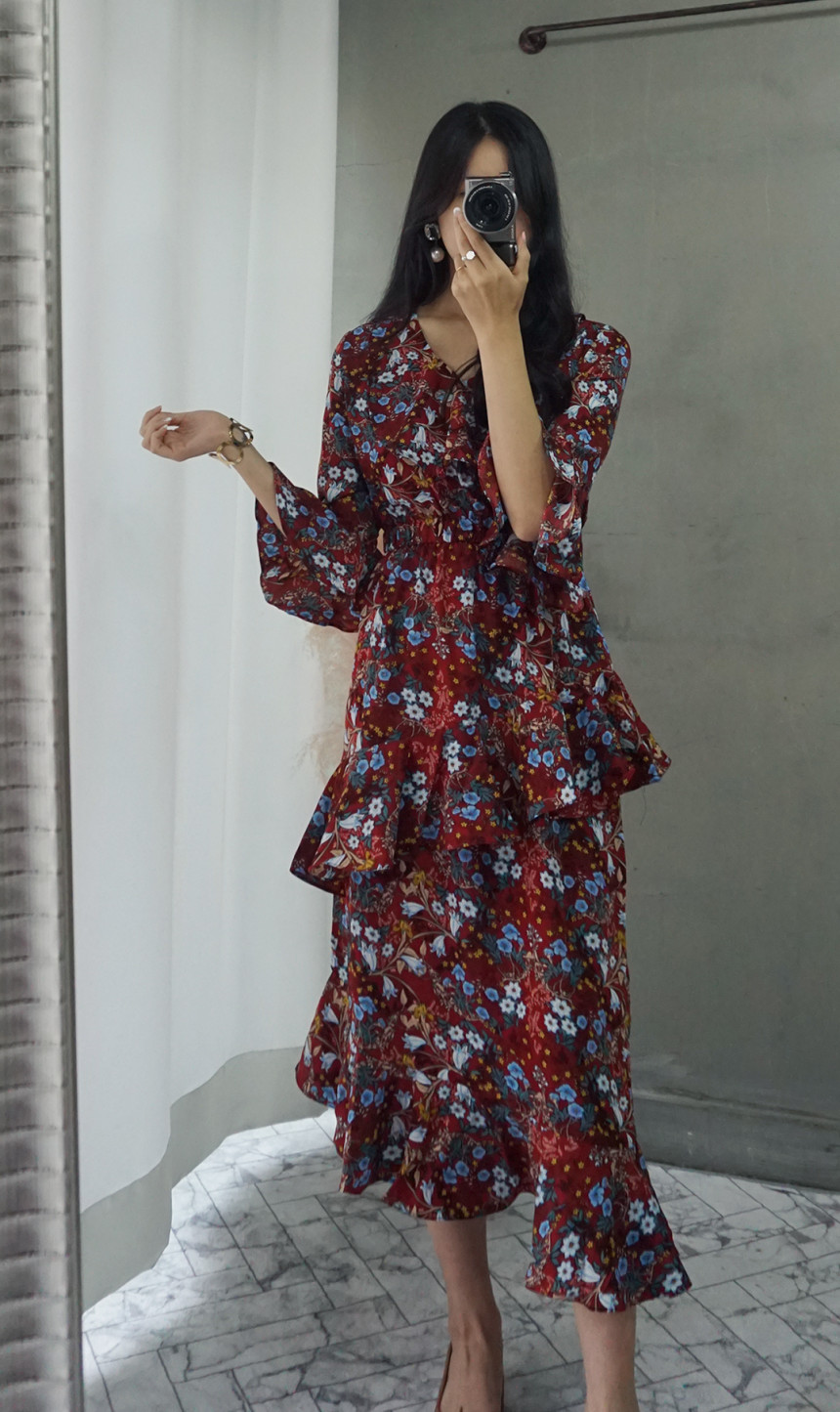 New Women Dress Autumn Statue Flower Cangkuan Unba