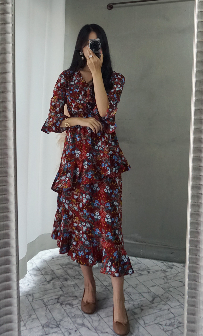 New Women Dress Autumn Statue Flower Cangkuan Unba