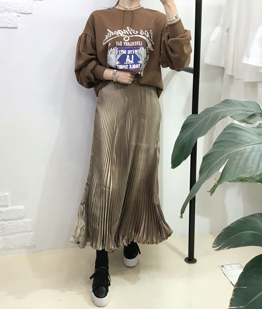 Special glam wrinkle Long skirt 6col pit This pret