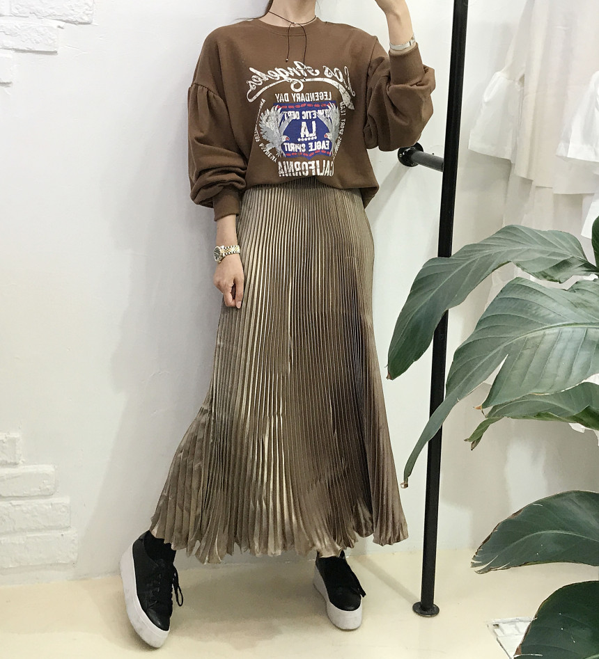 Special glam wrinkle Long skirt 6col pit This pret