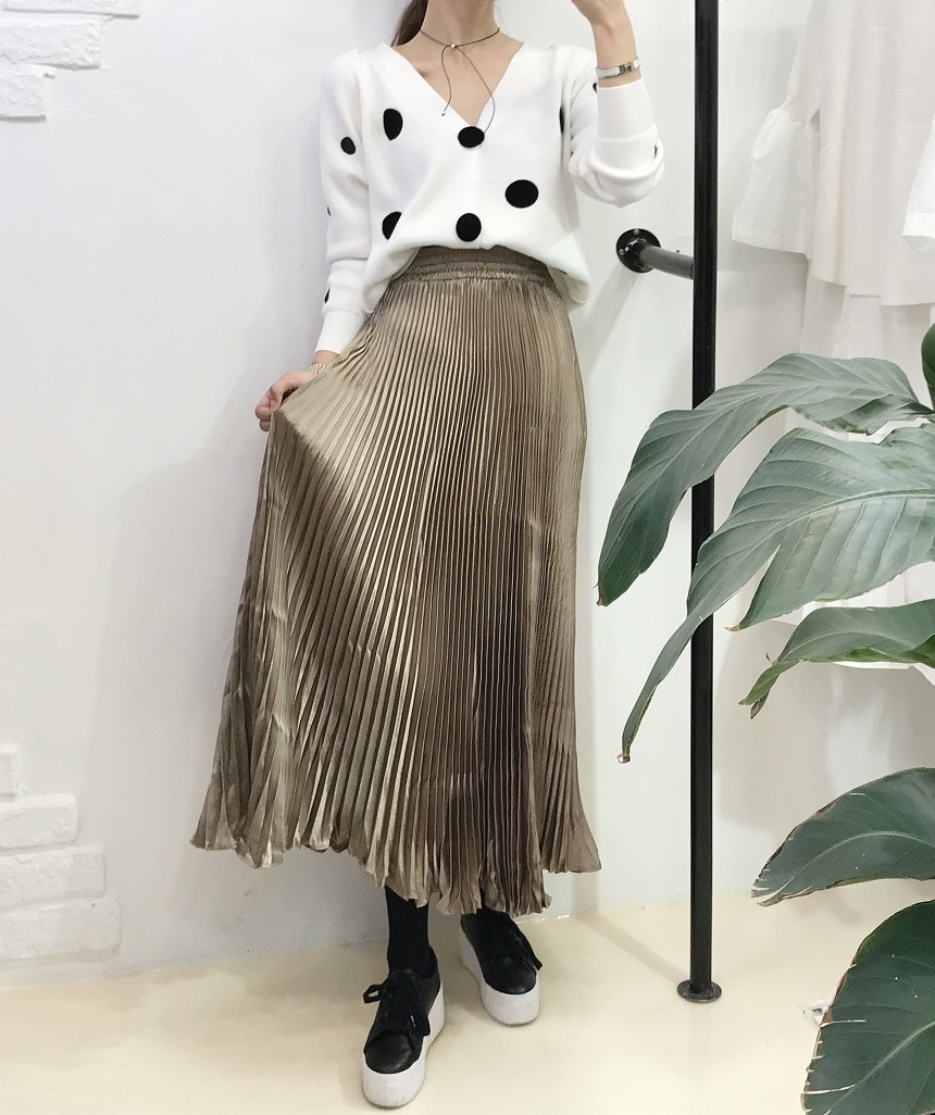 Special glam wrinkle Long skirt 6col pit This pret