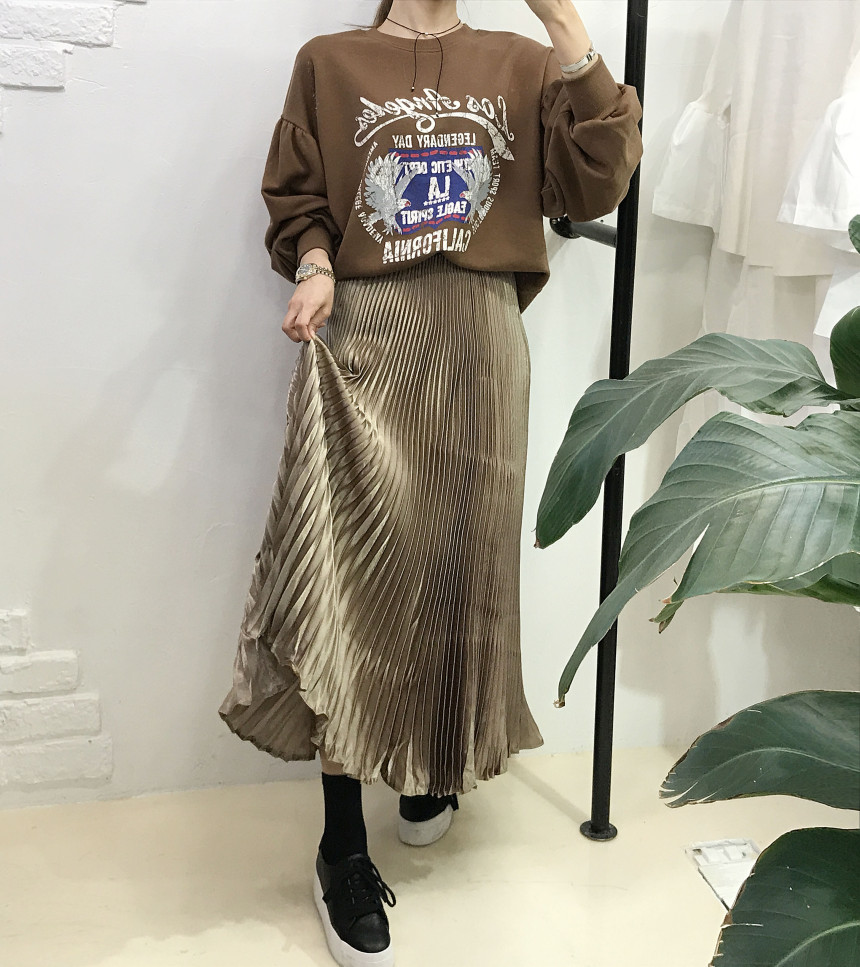 Special glam wrinkle Long skirt 6col pit This pret