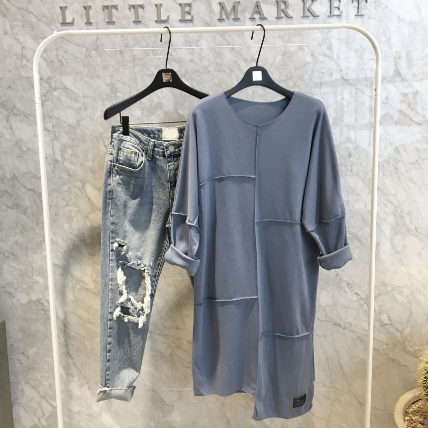 basic Uncontracted Round T-Shirt One Piece Plain R