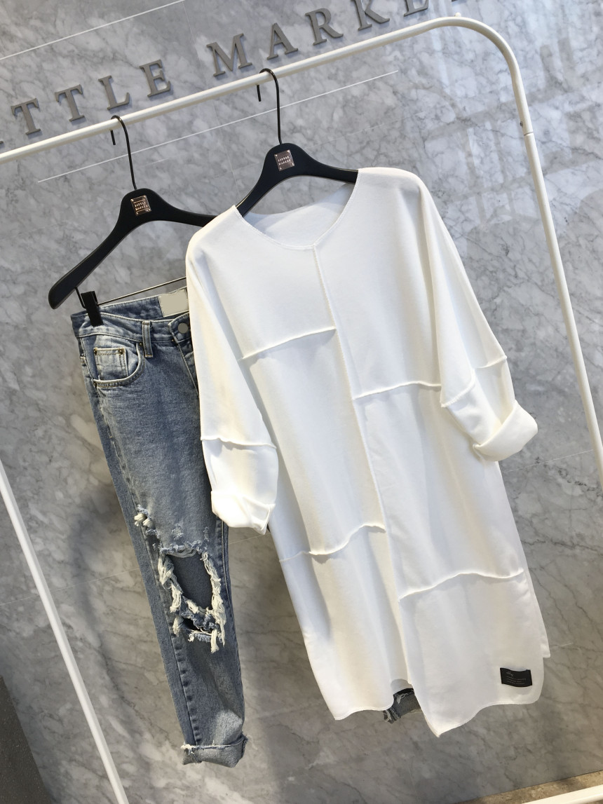 basic Uncontracted Round T-Shirt One Piece Plain R