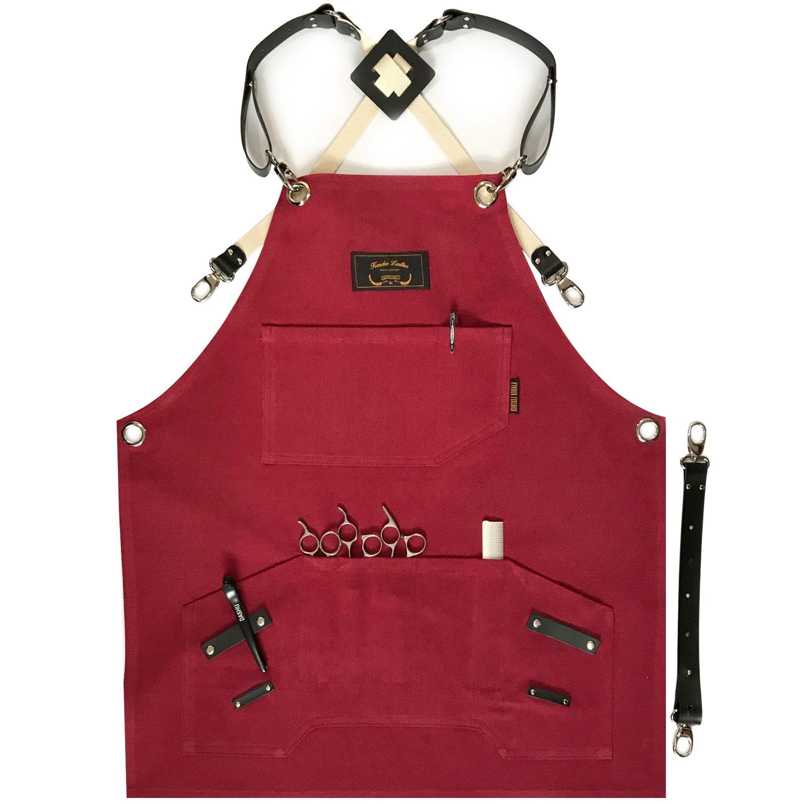 죠니 버건디 칸데오레더 공방 미용실 카페 미용사 바리스타 앞치마 미술 가죽 앞치마