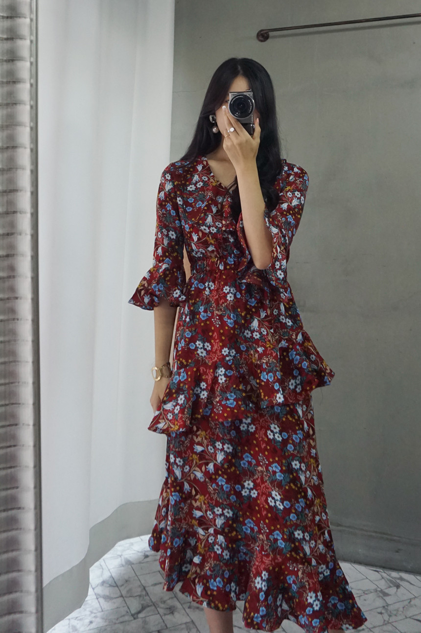 New Women Dress Autumn Statue Flower Cangkuan Unba