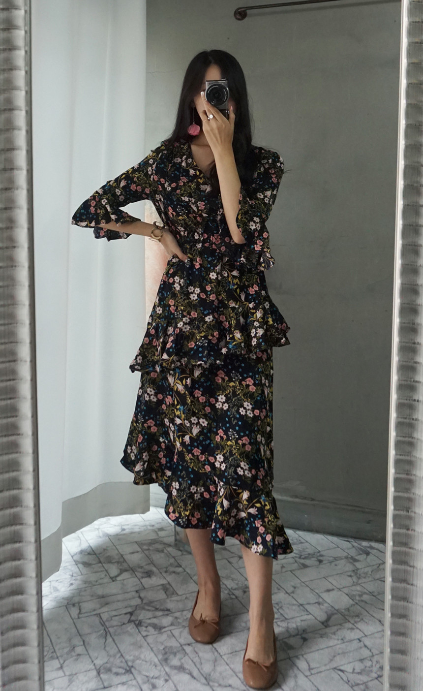 New Women Dress Autumn Statue Flower Cangkuan Unba