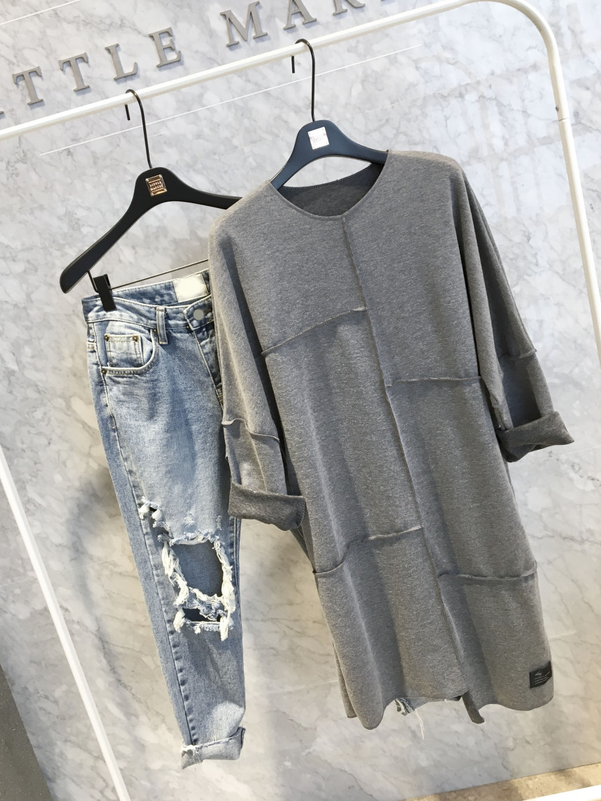 basic Uncontracted Round T-Shirt One Piece Plain R