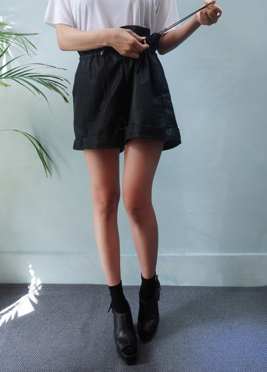 Women Short Pants Leather shorts Daily coordinatio