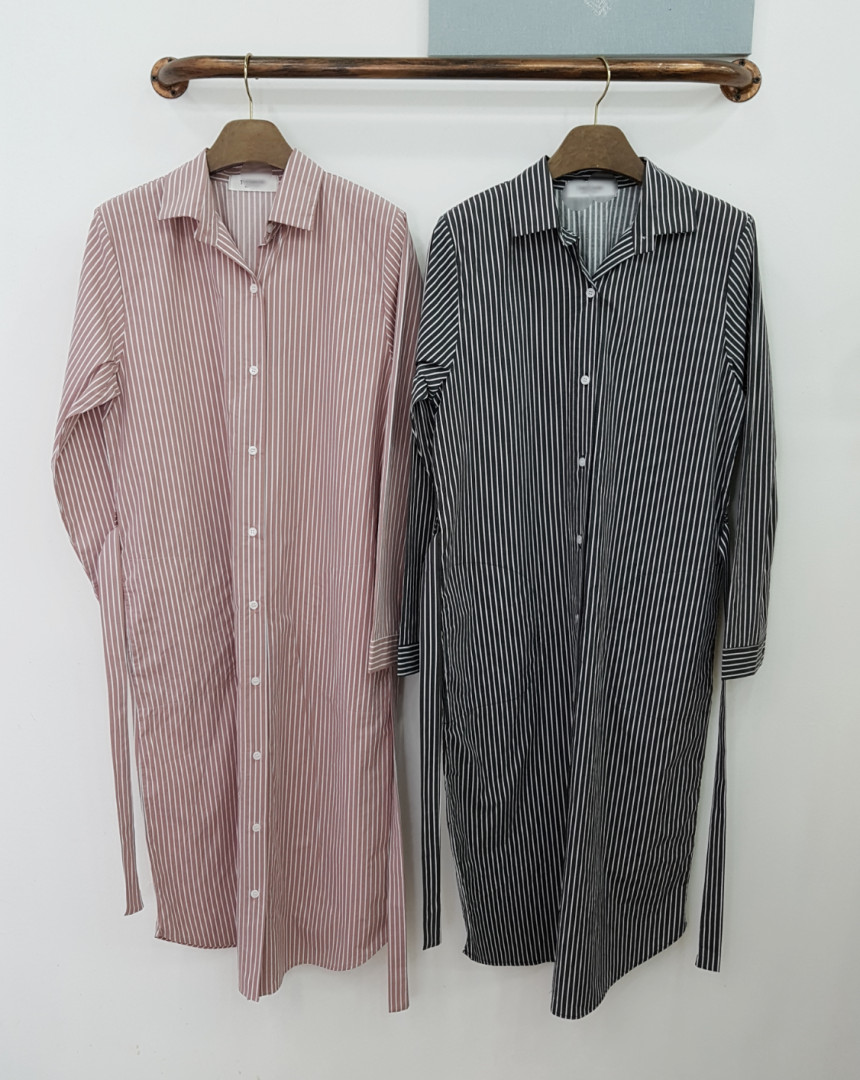New Modern Striped Shirt Dress Black, Pink Nome Co