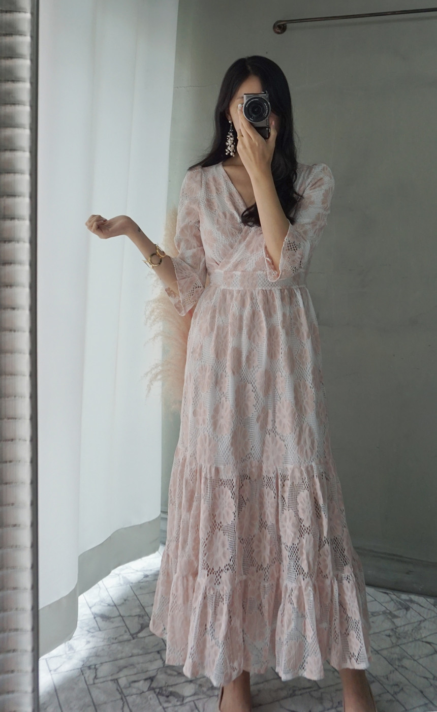 New Women Dress Autumn New Flower Dresses Maxi Lon