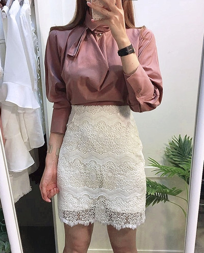 NEW FASHION LADY GIRL Blouse bowta scarf pink