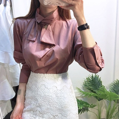 NEW FASHION LADY GIRL Blouse bowta scarf pink