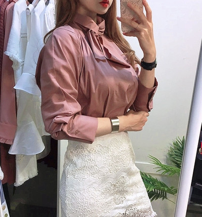 NEW FASHION LADY GIRL Blouse bowta scarf pink