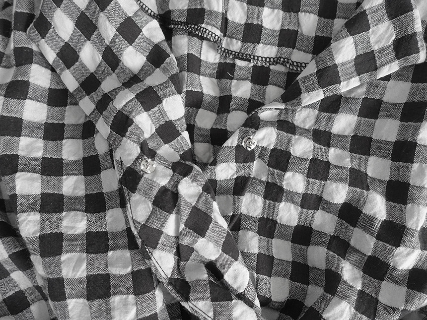 Women Blouses Check Shot Blouse V Neck Ruff Waist 