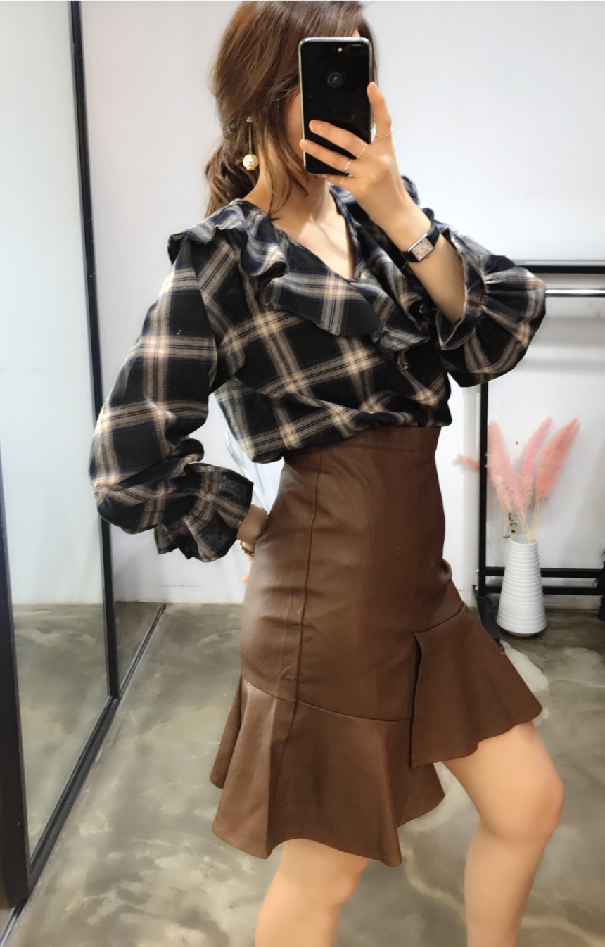 Women Blouses Jw JUJU Check Blouse