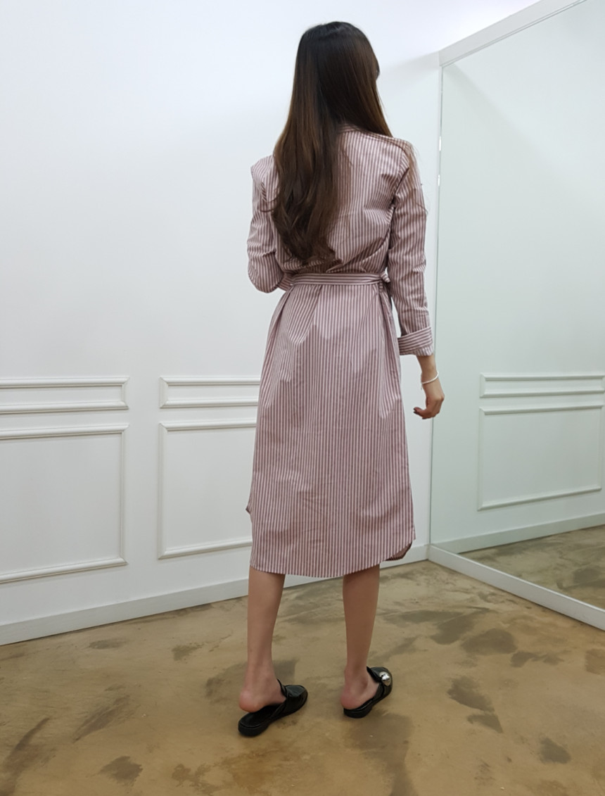 New Modern Striped Shirt Dress Black, Pink Nome Co