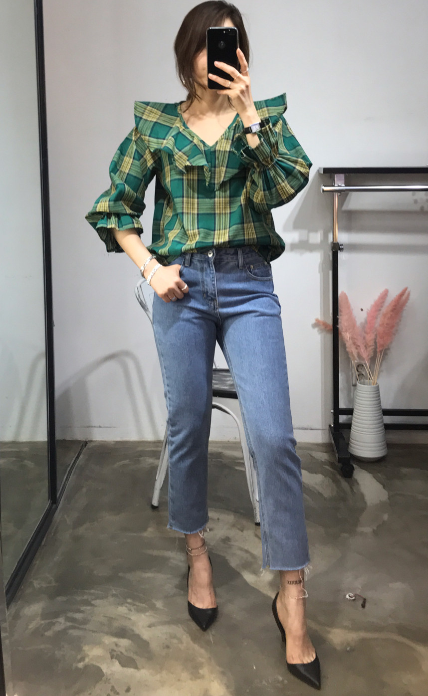 Women Blouses Jw JUJU Check Blouse