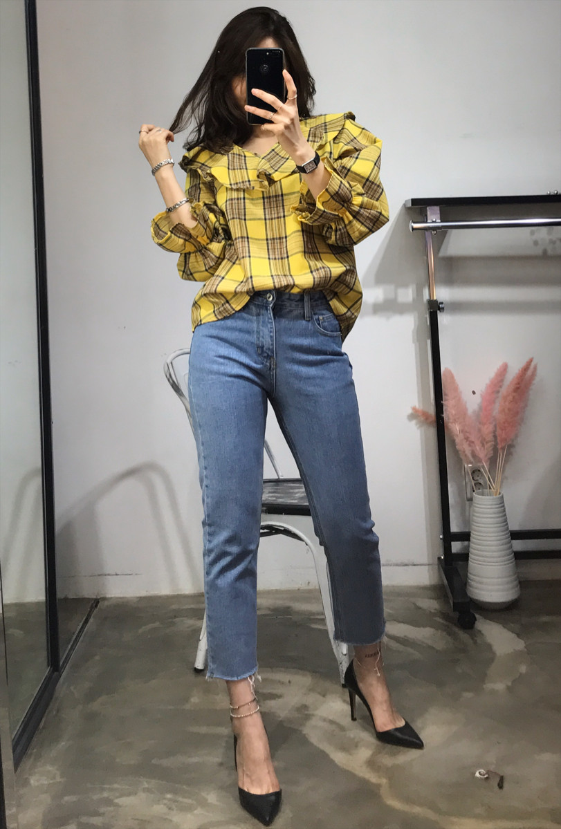 Women Blouses Jw JUJU Check Blouse