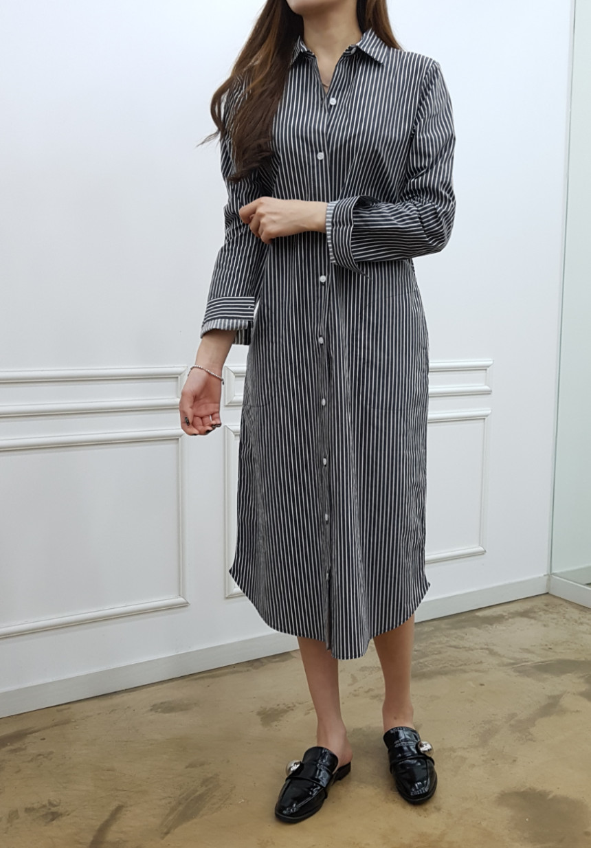 New Modern Striped Shirt Dress Black, Pink Nome Co