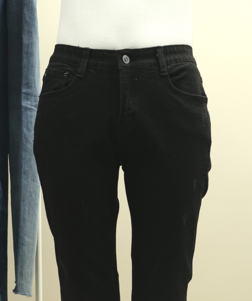 Women Jeans Pants Bending Cutting Black Boots Cut 