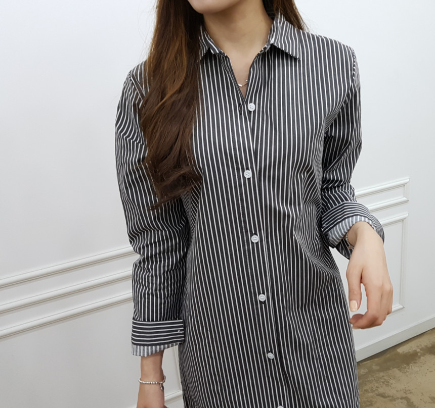 New Modern Striped Shirt Dress Black, Pink Nome Co