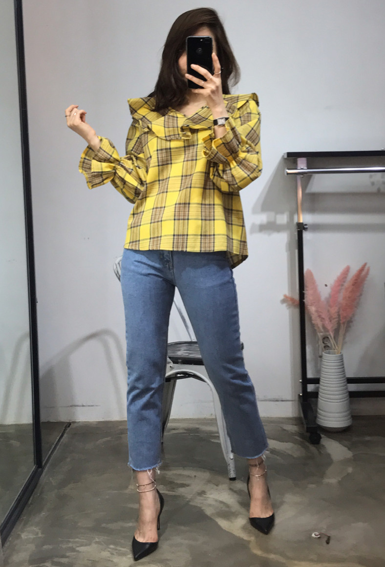 Women Blouses Jw JUJU Check Blouse