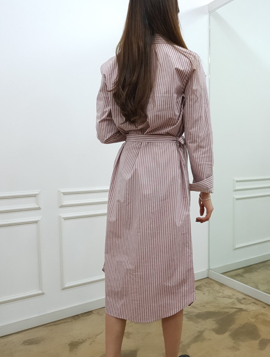 New Modern Striped Shirt Dress Black, Pink Nome Co