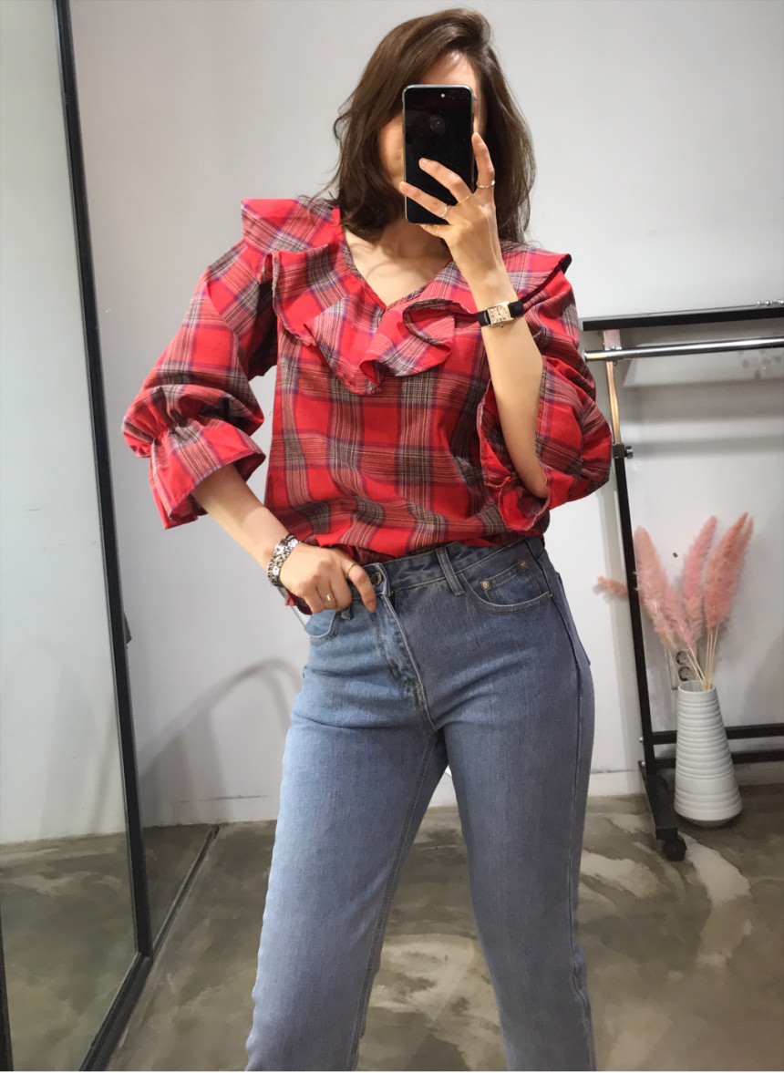 Women Blouses Jw JUJU Check Blouse