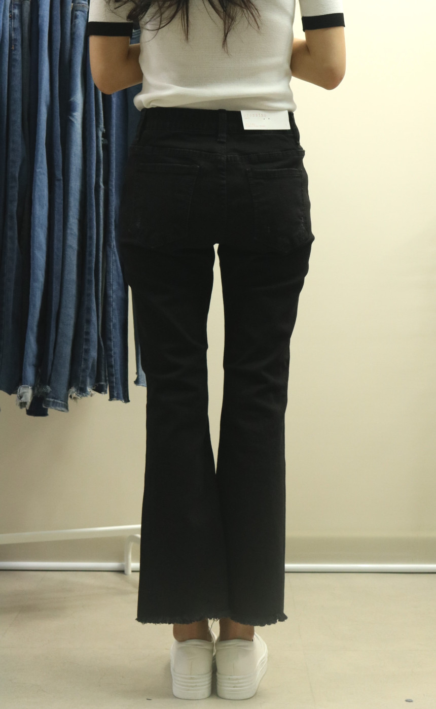 Women Jeans Pants Bending Cutting Black Boots Cut 