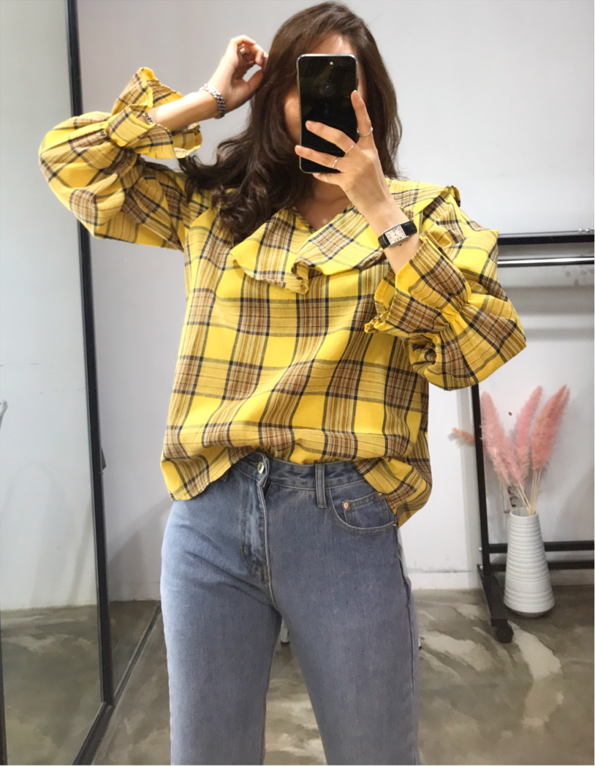 Women Blouses Jw JUJU Check Blouse
