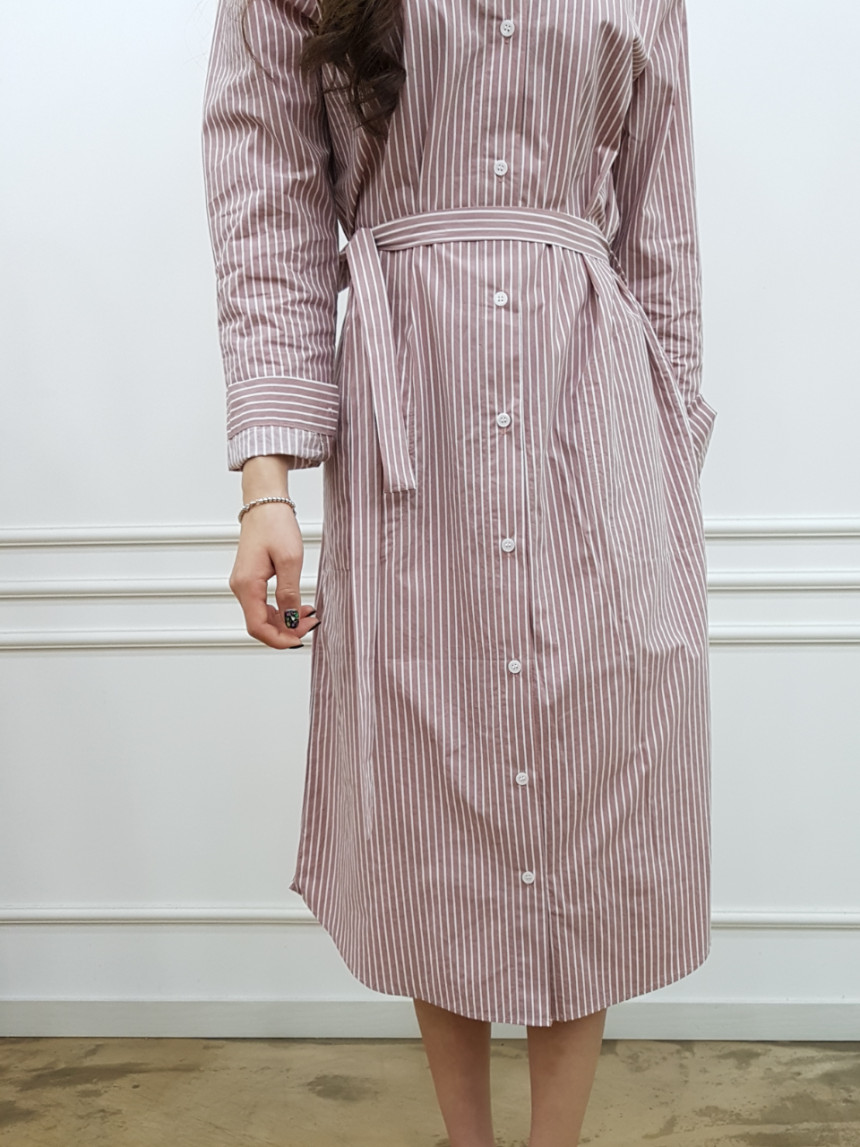 New Modern Striped Shirt Dress Black, Pink Nome Co