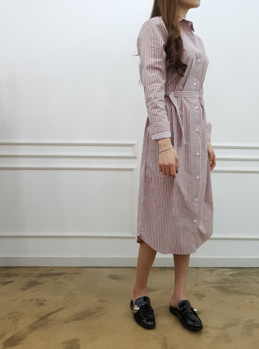 New Modern Striped Shirt Dress Black, Pink Nome Co