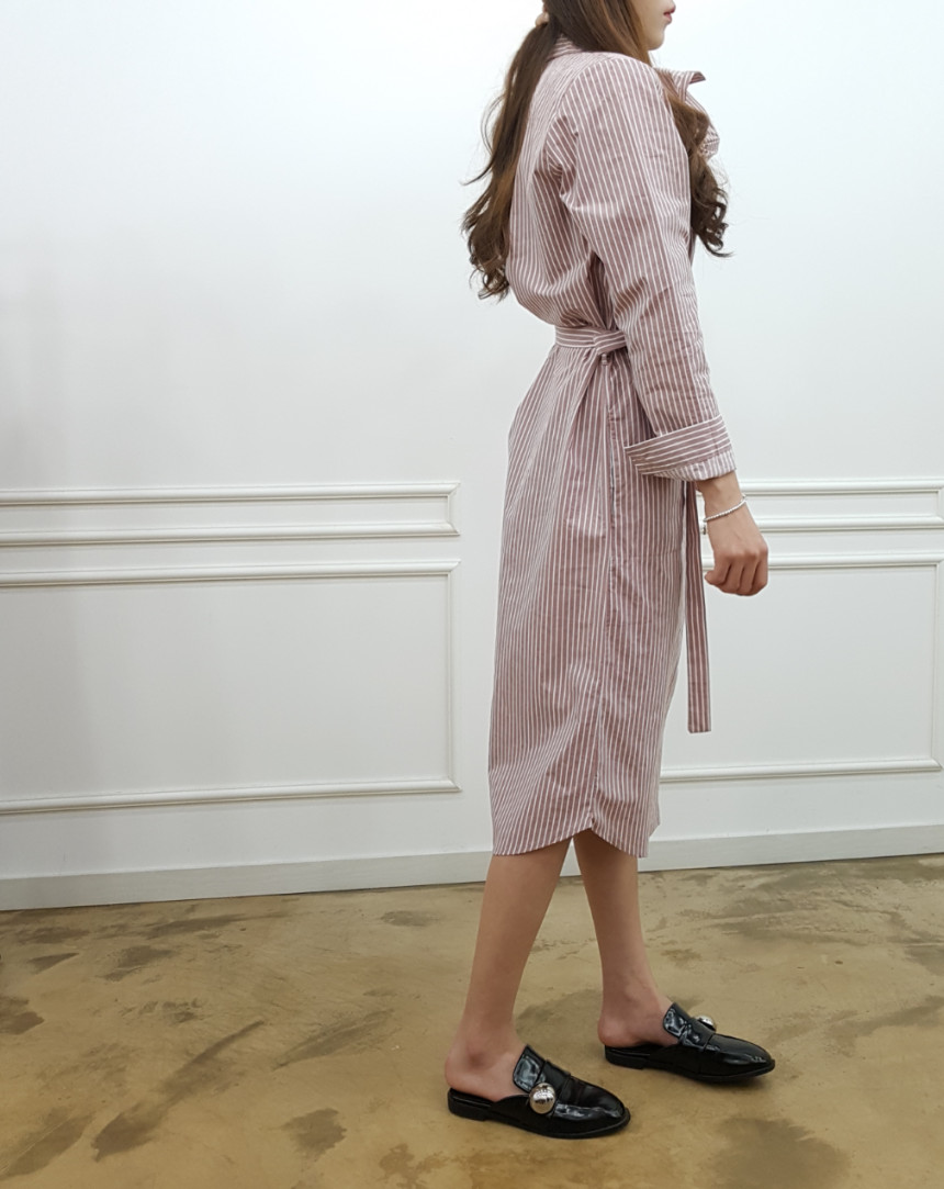 New Modern Striped Shirt Dress Black, Pink Nome Co