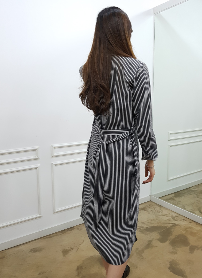 New Modern Striped Shirt Dress Black, Pink Nome Co