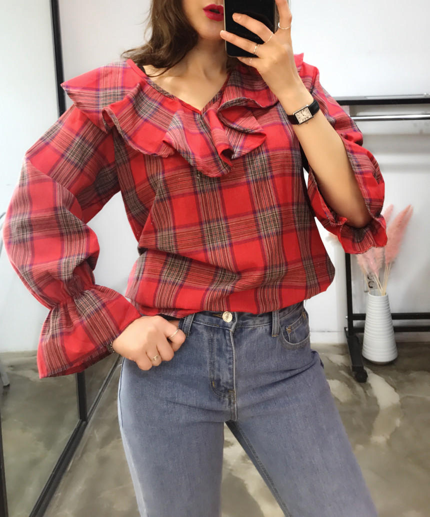 Women Blouses Jw JUJU Check Blouse