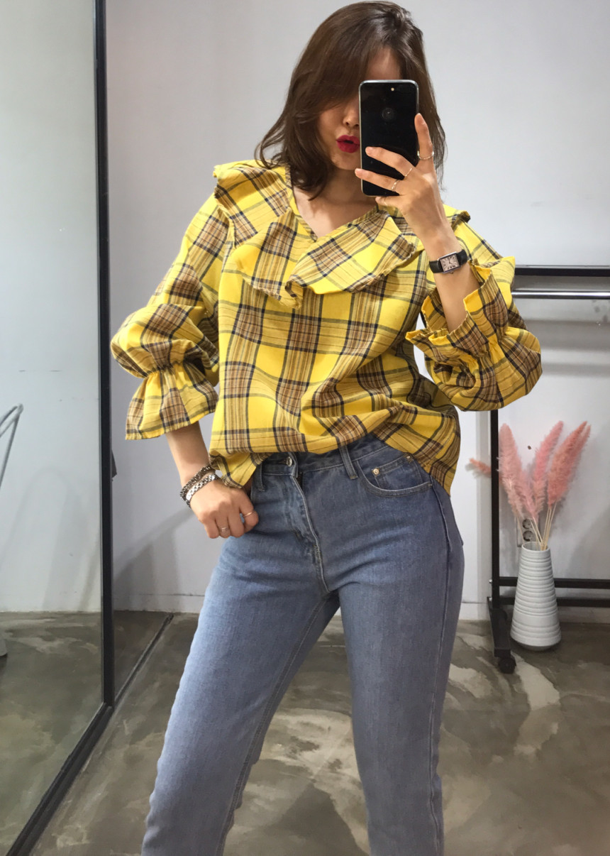 Women Blouses Jw JUJU Check Blouse